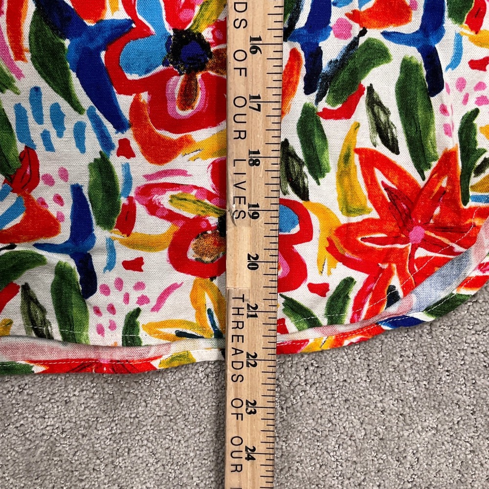 Hester & Orchard Tank Top Women L Red Floral Linen Blend Casual Beach Crop - Picture 9 of 10